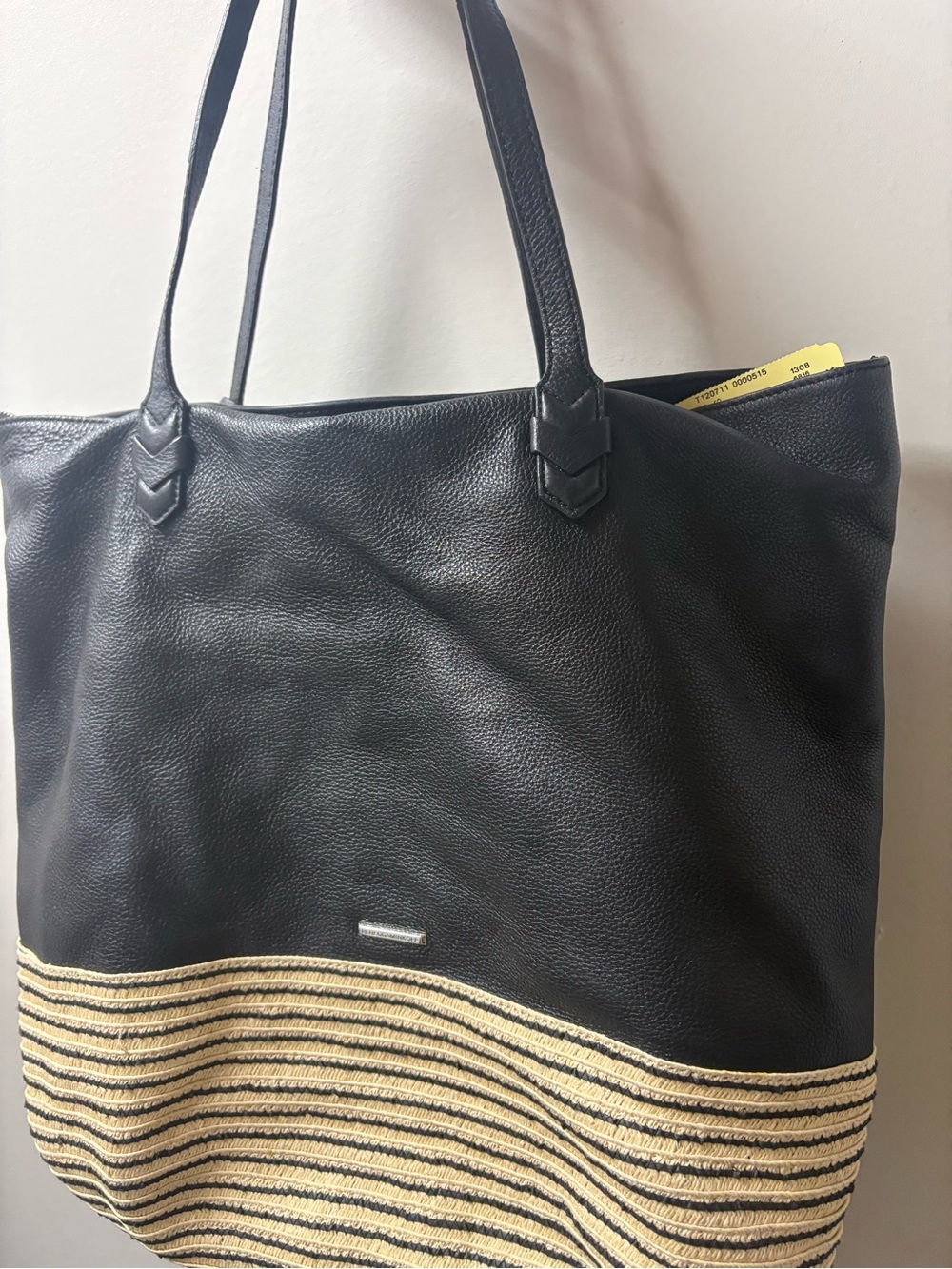 Rebecca Minkoff Black and Natural Straw Tote